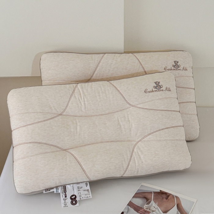 91家纺网 家纺一手货源 找家纺 （总）伟邦枕芯 2026春夏新款羊绒蚕丝纤维护颈枕 枕头枕芯,白色