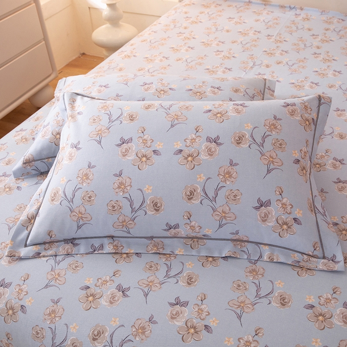 91家纺网 家纺一手货源 找家纺 磨毛世家家纺 2026新款铂金磨毛纯棉加厚全棉磨毛四件套 香雪海-蓝