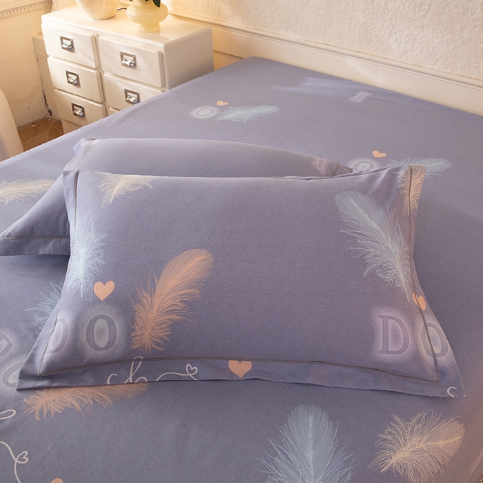 91家纺网 家纺一手货源 找家纺 磨毛世家家纺 2026新款铂金磨毛纯棉加厚全棉磨毛四件套 永恒之羽-灰