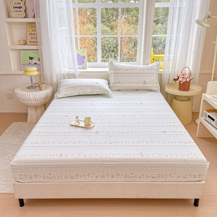 91家纺网 家纺一手货源 找家纺 禧安居 2025新款高支高密活性印染全棉床笠印花床笠单床笠（支持定制尺寸）丛林夏梦