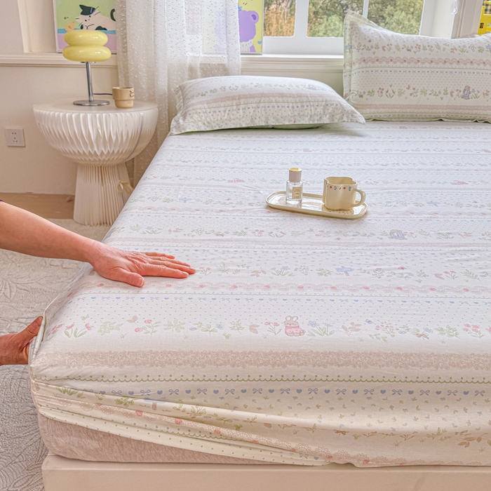 91家纺网 家纺一手货源 找家纺 禧安居 2025新款高支高密活性印染全棉床笠印花床笠单床笠（支持定制尺寸）丛林夏梦