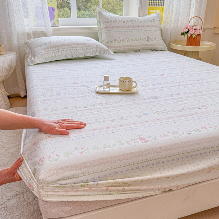 禧安居 2025新款高支高密活性印染全棉床笠印花床笠单床笠（支持定制尺寸）丛林夏梦