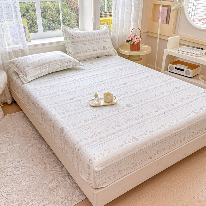 91家纺网 家纺一手货源 找家纺 禧安居 2025新款高支高密活性印染全棉床笠印花床笠单床笠（支持定制尺寸）丛林夏梦