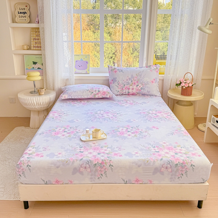 91家纺网 家纺一手货源 找家纺 禧安居 2025新款高支高密活性印染全棉床笠印花床笠单床笠（支持定制尺寸）蝶恋花