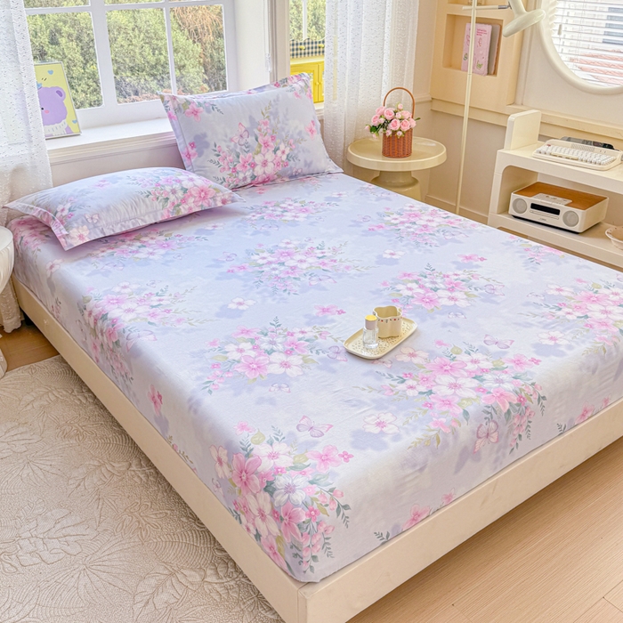 91家纺网 家纺一手货源 找家纺 禧安居 2025新款高支高密活性印染全棉床笠印花床笠单床笠（支持定制尺寸）蝶恋花