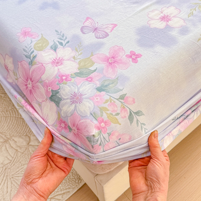 91家纺网 家纺一手货源 找家纺 禧安居 2025新款高支高密活性印染全棉床笠印花床笠单床笠（支持定制尺寸）蝶恋花