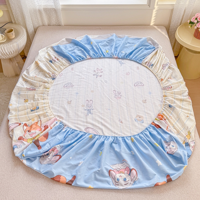 91家纺网 家纺一手货源 找家纺 禧安居 2025新款高支高密活性印染全棉床笠印花床笠单床笠（支持定制尺寸）狐狸兔