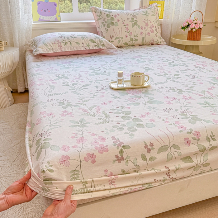 91家纺网 家纺一手货源 找家纺 禧安居 2025新款高支高密活性印染全棉床笠印花床笠单床笠（支持定制尺寸）花春城