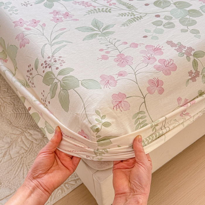 91家纺网 家纺一手货源 找家纺 禧安居 2025新款高支高密活性印染全棉床笠印花床笠单床笠（支持定制尺寸）花春城