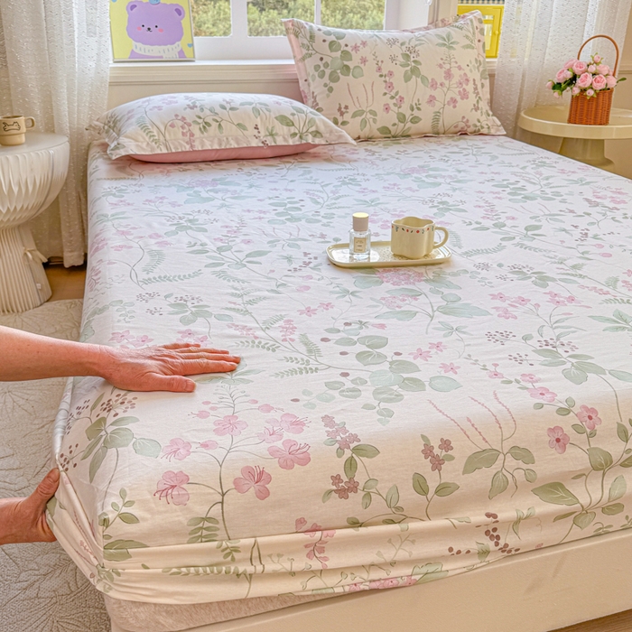 禧安居 2025新款高支高密活性印染全棉床笠印花床笠单床笠（支持定制尺寸）花春城