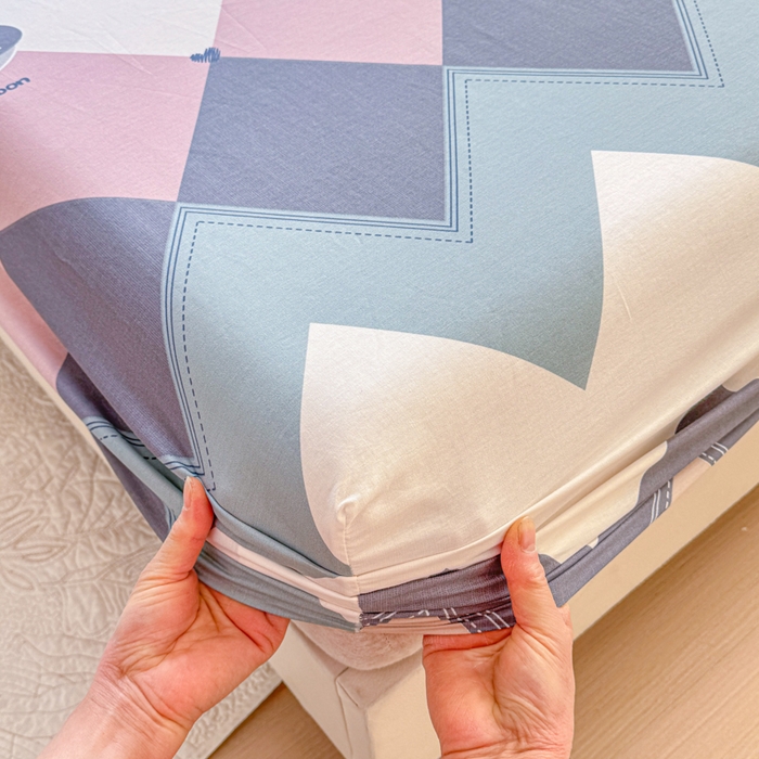 91家纺网 家纺一手货源 找家纺 禧安居 2025新款高支高密活性印染全棉床笠印花床笠单床笠（支持定制尺寸）几何飞船