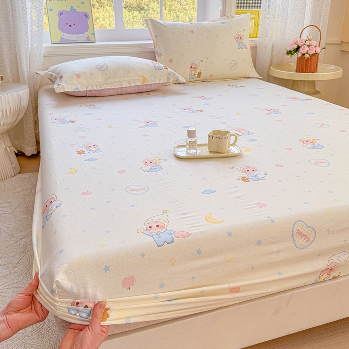 91家纺网 家纺一手货源 找家纺 禧安居 2025新款高支高密活性印染全棉床笠印花床笠单床笠（支持定制尺寸）星辰入梦