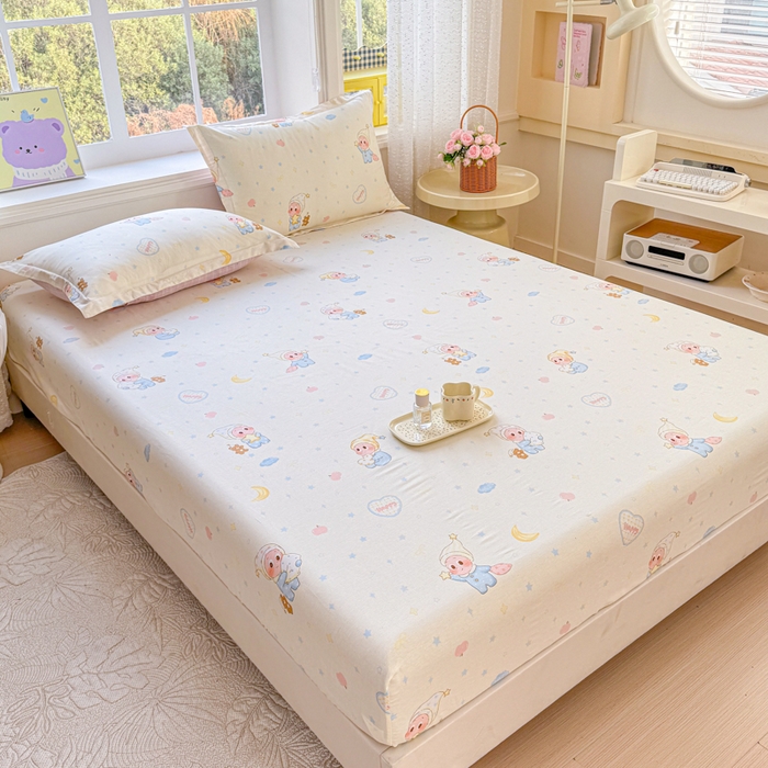 91家纺网 家纺一手货源 找家纺 禧安居 2025新款高支高密活性印染全棉床笠印花床笠单床笠（支持定制尺寸）星辰入梦