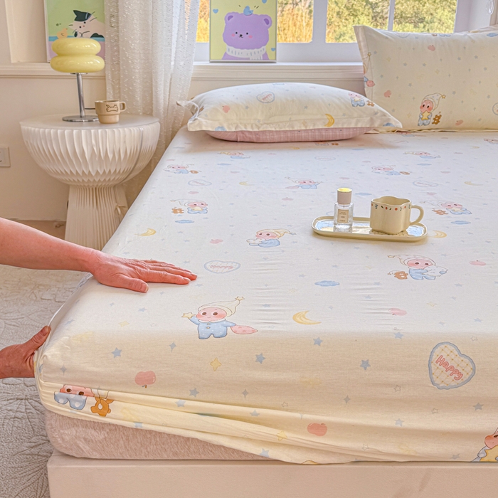 91家纺网 家纺一手货源 找家纺 禧安居 2025新款高支高密活性印染全棉床笠印花床笠单床笠（支持定制尺寸）星辰入梦