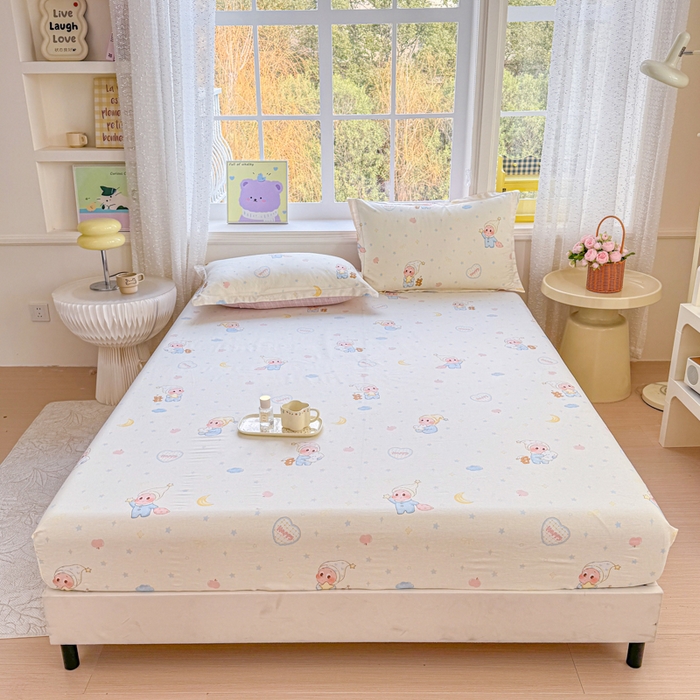 91家纺网 家纺一手货源 找家纺 禧安居 2025新款高支高密活性印染全棉床笠印花床笠单床笠（支持定制尺寸）星辰入梦