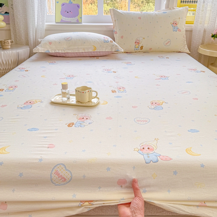 91家纺网 家纺一手货源 找家纺 禧安居 2025新款高支高密活性印染全棉床笠印花床笠单床笠（支持定制尺寸）星辰入梦