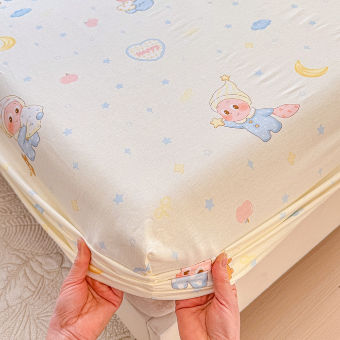 91家纺网 家纺一手货源 找家纺 禧安居 2025新款高支高密活性印染全棉床笠印花床笠单床笠（支持定制尺寸）星辰入梦