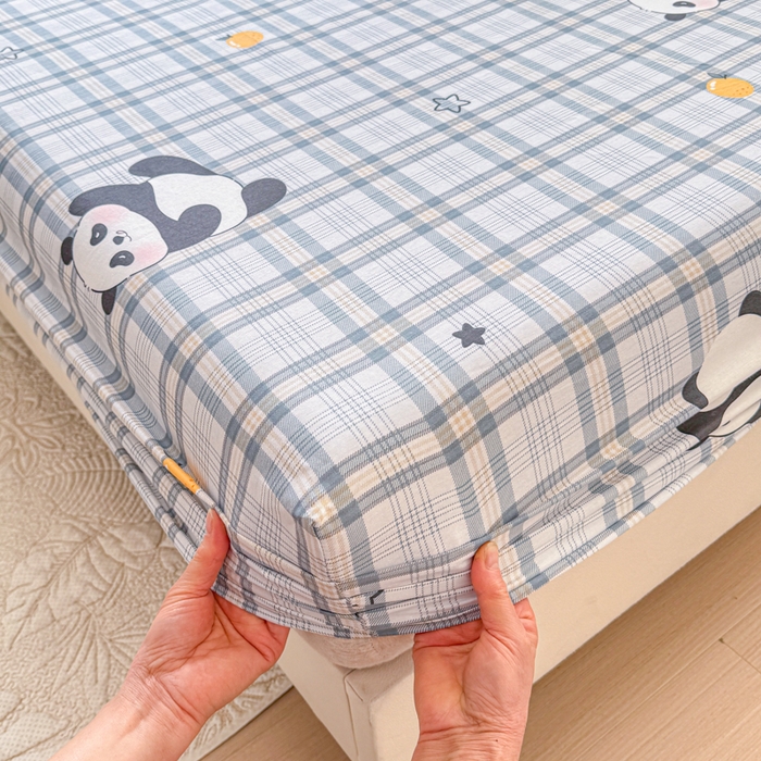 91家纺网 家纺一手货源 找家纺 禧安居 2025新款高支高密活性印染全棉床笠印花床笠单床笠（支持定制尺寸）熊猫美梦