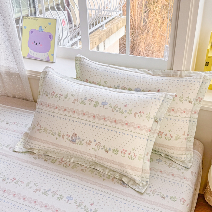 91家纺网 家纺一手货源 找家纺 禧安居 2025新款高支高密活性印染全棉枕套单枕套丛林夏梦