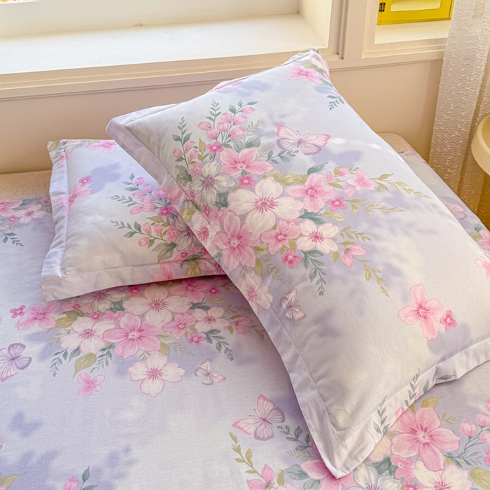 91家纺网 家纺一手货源 找家纺 禧安居 2025新款高支高密活性印染全棉枕套单枕套蝶恋花