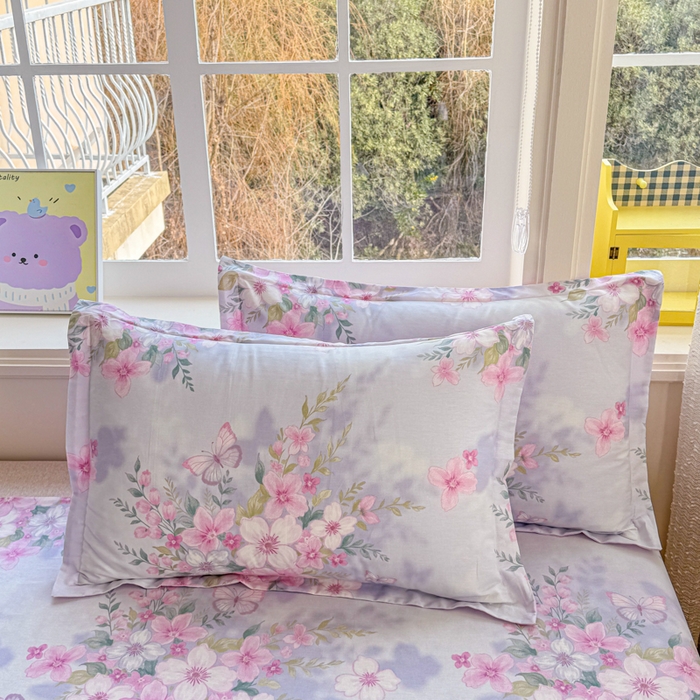 91家纺网 家纺一手货源 找家纺 禧安居 2025新款高支高密活性印染全棉枕套单枕套蝶恋花