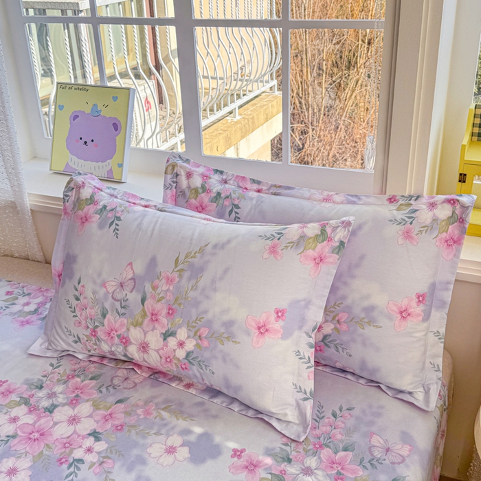 91家纺网 家纺一手货源 找家纺 禧安居 2025新款高支高密活性印染全棉枕套单枕套蝶恋花