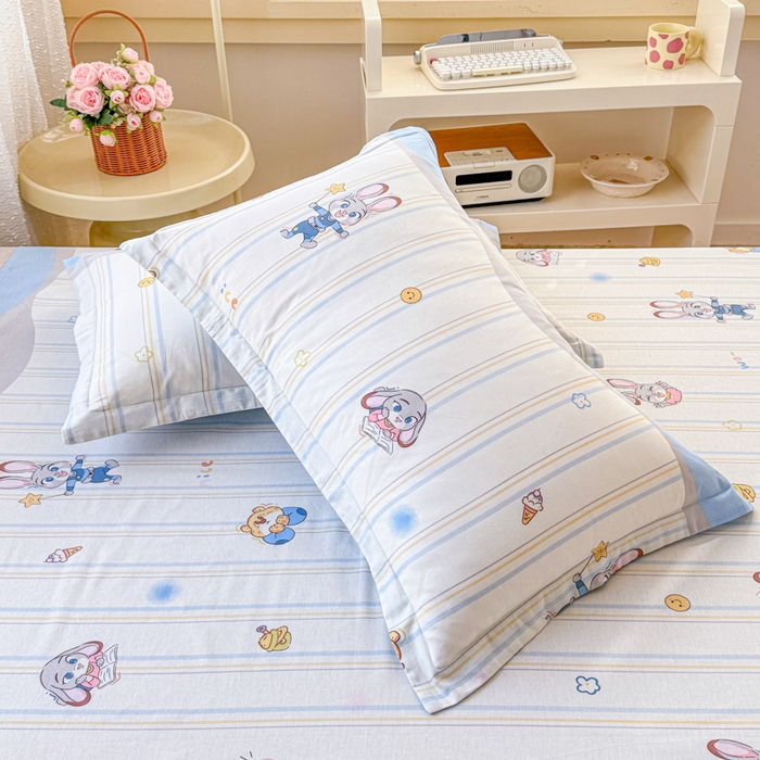 91家纺网 家纺一手货源 找家纺 禧安居 2025新款高支高密活性印染全棉枕套单枕套狐狸兔