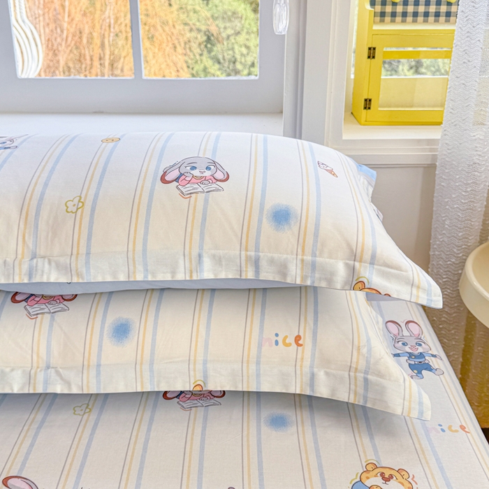 91家纺网 家纺一手货源 找家纺 禧安居 2025新款高支高密活性印染全棉枕套单枕套狐狸兔