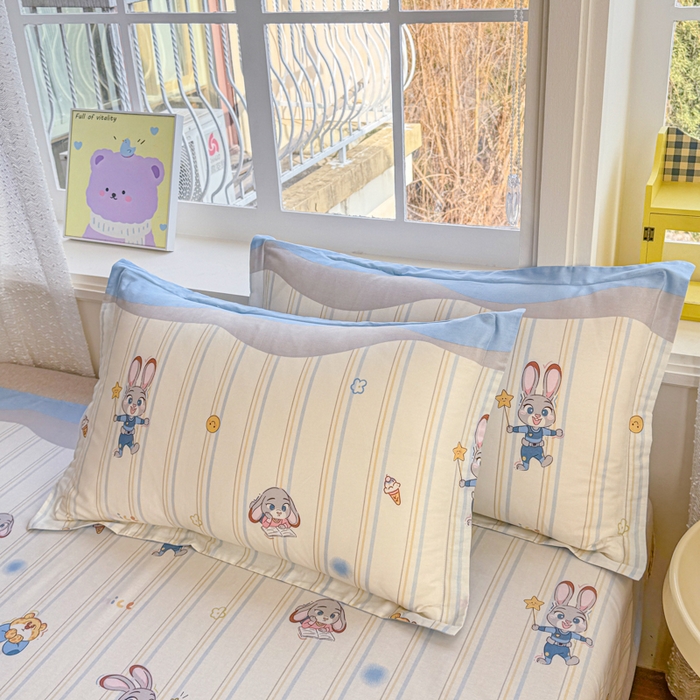 91家纺网 家纺一手货源 找家纺 禧安居 2025新款高支高密活性印染全棉枕套单枕套狐狸兔