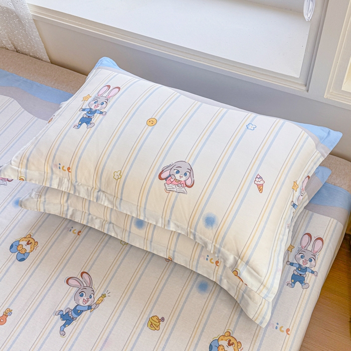 91家纺网 家纺一手货源 找家纺 禧安居 2025新款高支高密活性印染全棉枕套单枕套狐狸兔