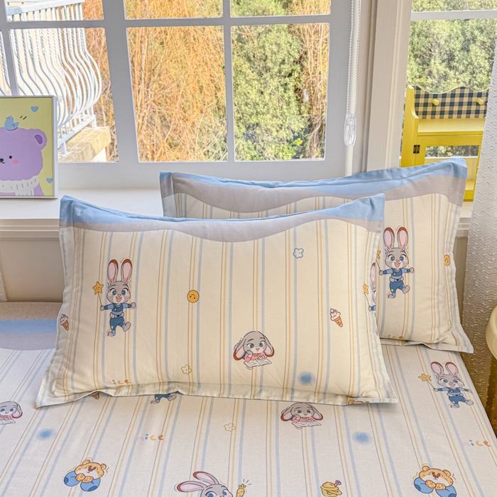 91家纺网 家纺一手货源 找家纺 禧安居 2025新款高支高密活性印染全棉枕套单枕套狐狸兔