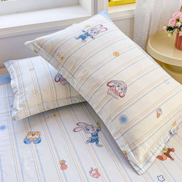 91家纺网 家纺一手货源 找家纺 禧安居 2025新款高支高密活性印染全棉枕套单枕套狐狸兔