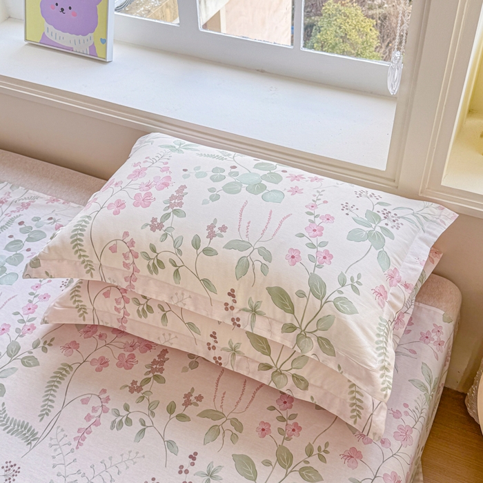 91家纺网 家纺一手货源 找家纺 禧安居 2025新款高支高密活性印染全棉枕套单枕套花春城