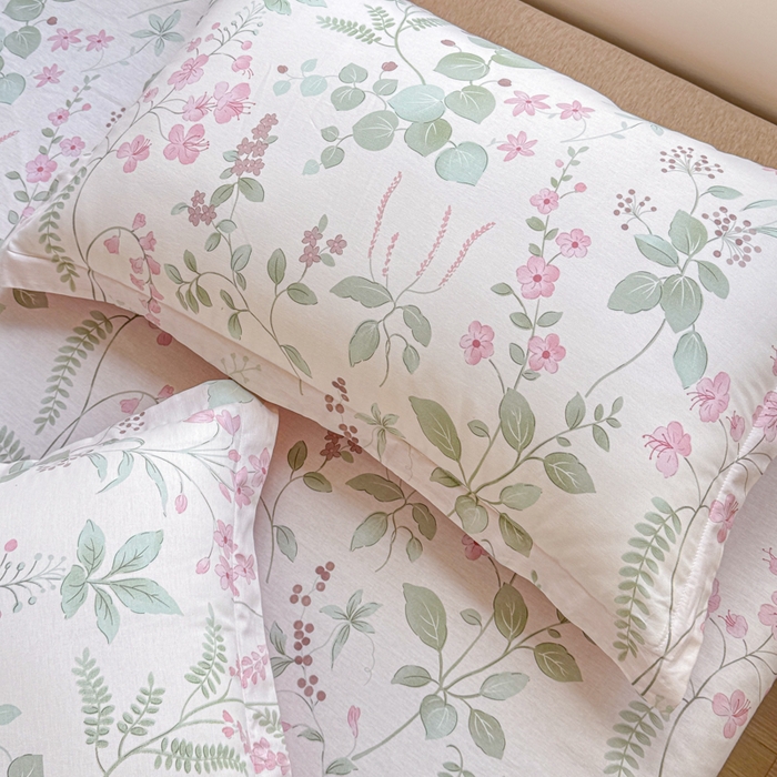 91家纺网 家纺一手货源 找家纺 禧安居 2025新款高支高密活性印染全棉枕套单枕套花春城