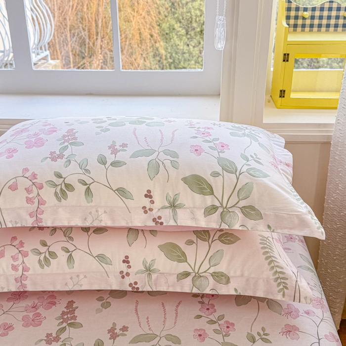 91家纺网 家纺一手货源 找家纺 禧安居 2025新款高支高密活性印染全棉枕套单枕套花春城