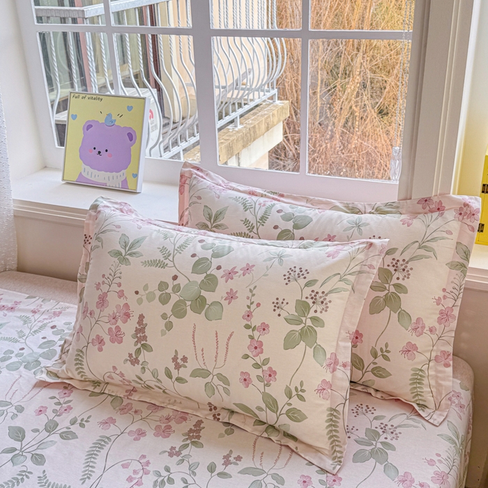 91家纺网 家纺一手货源 找家纺 禧安居 2025新款高支高密活性印染全棉枕套单枕套花春城