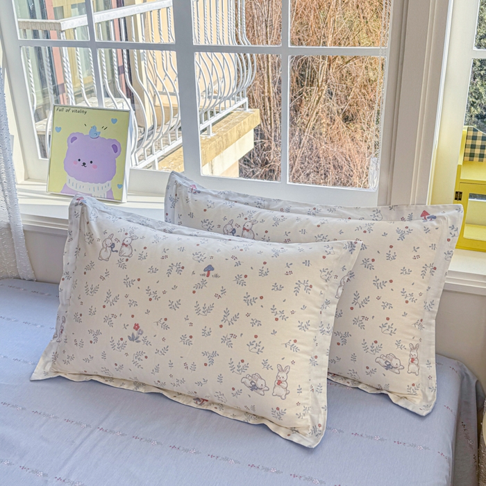 91家纺网 家纺一手货源 找家纺 禧安居 2025新款高支高密活性印染全棉枕套单枕套觅时光