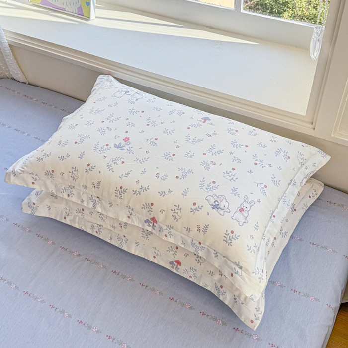 91家纺网 家纺一手货源 找家纺 禧安居 2025新款高支高密活性印染全棉枕套单枕套觅时光