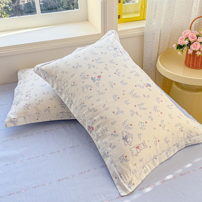 91家纺网 家纺一手货源 找家纺 禧安居 2025新款高支高密活性印染全棉枕套单枕套觅时光