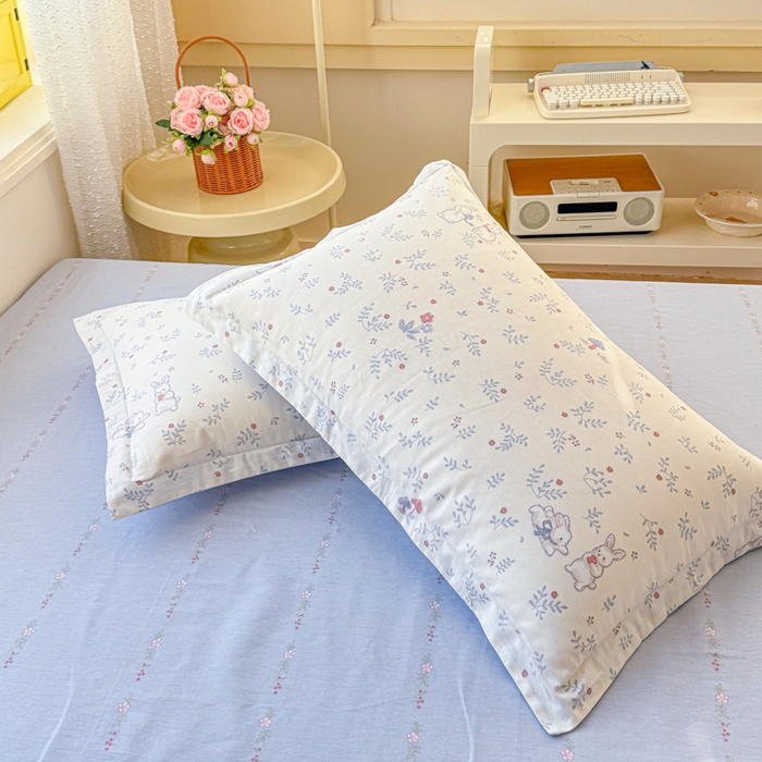 91家纺网 家纺一手货源 找家纺 禧安居 2025新款高支高密活性印染全棉枕套单枕套觅时光