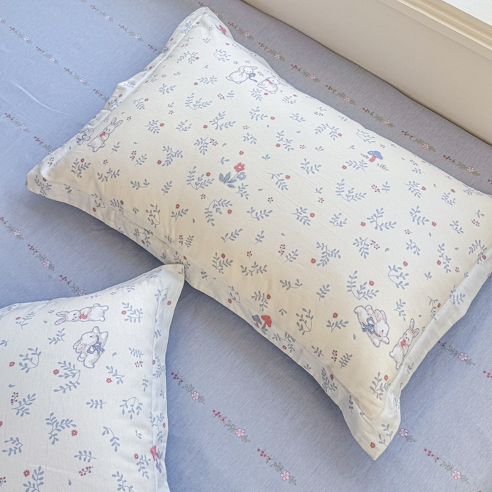 91家纺网 家纺一手货源 找家纺 禧安居 2025新款高支高密活性印染全棉枕套单枕套觅时光