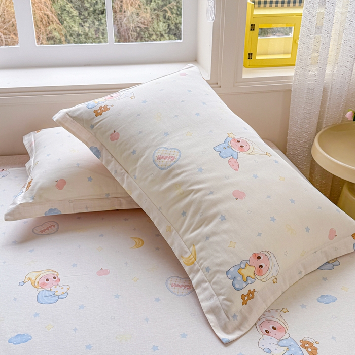 91家纺网 家纺一手货源 找家纺 禧安居 2025新款高支高密活性印染全棉枕套单枕套星辰入梦