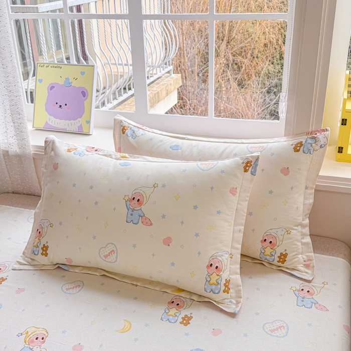 91家纺网 家纺一手货源 找家纺 禧安居 2025新款高支高密活性印染全棉枕套单枕套星辰入梦