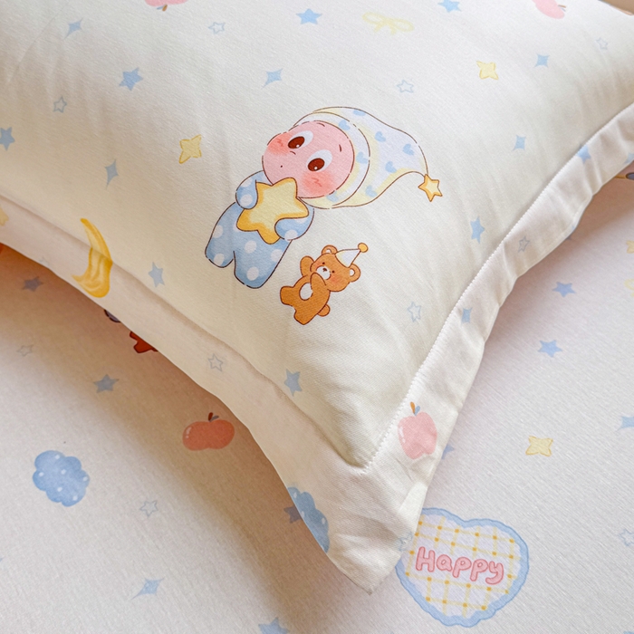 91家纺网 家纺一手货源 找家纺 禧安居 2025新款高支高密活性印染全棉枕套单枕套星辰入梦