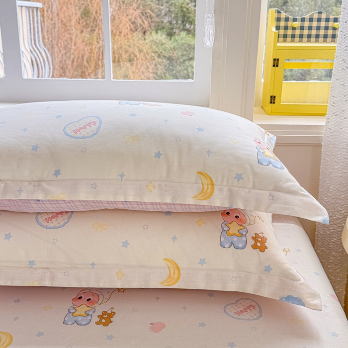 91家纺网 家纺一手货源 找家纺 禧安居 2025新款高支高密活性印染全棉枕套单枕套星辰入梦