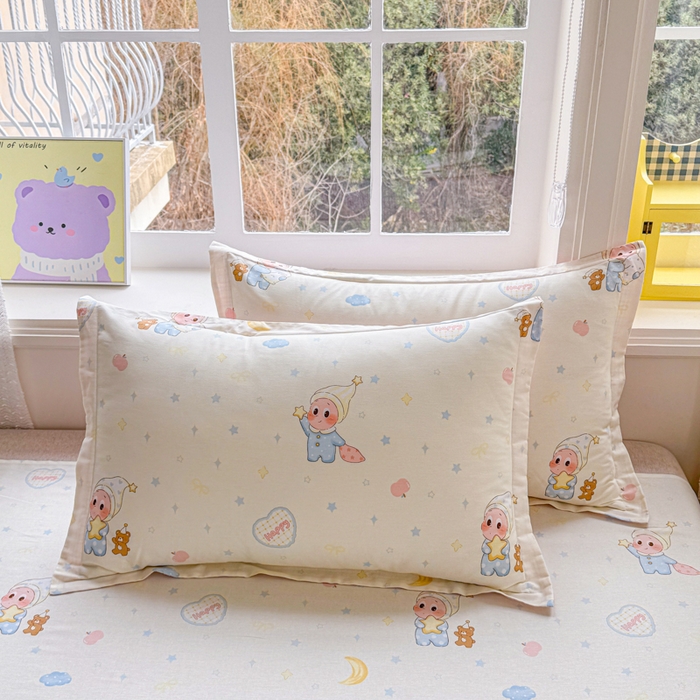 91家纺网 家纺一手货源 找家纺 禧安居 2025新款高支高密活性印染全棉枕套单枕套星辰入梦