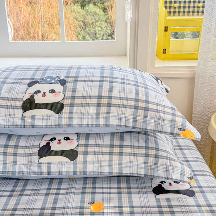 91家纺网 家纺一手货源 找家纺 禧安居 2025新款高支高密活性印染全棉枕套单枕套熊猫美梦