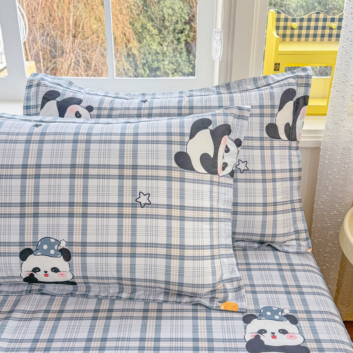 91家纺网 家纺一手货源 找家纺 禧安居 2025新款高支高密活性印染全棉枕套单枕套熊猫美梦