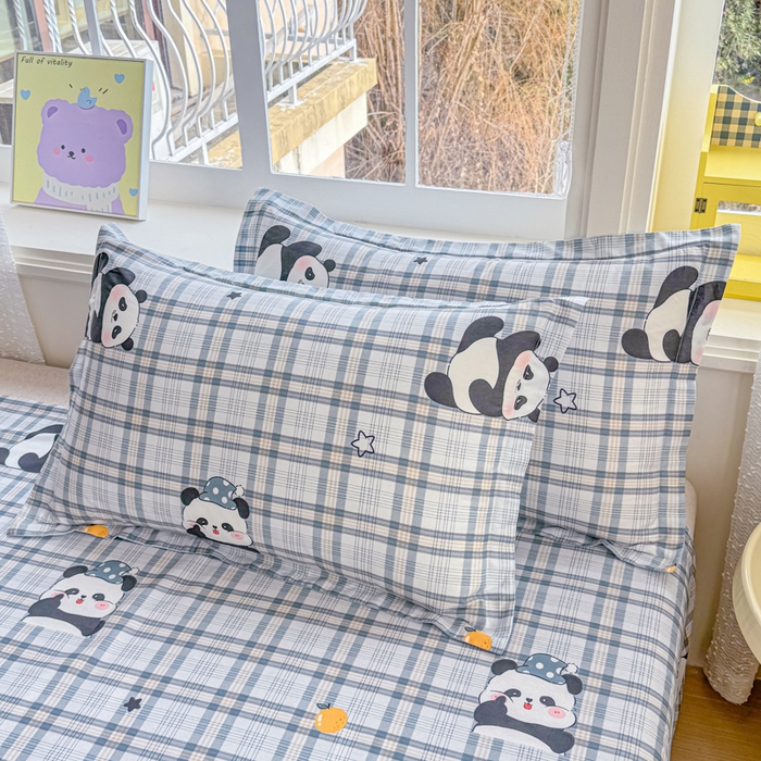 91家纺网 家纺一手货源 找家纺 禧安居 2025新款高支高密活性印染全棉枕套单枕套熊猫美梦