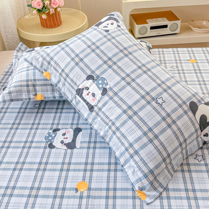 91家纺网 家纺一手货源 找家纺 禧安居 2025新款高支高密活性印染全棉枕套单枕套熊猫美梦